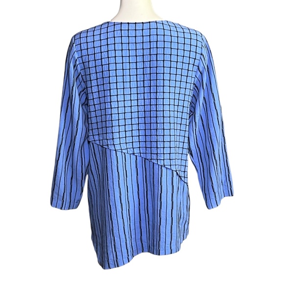 Habitat Clothes to Live In Tunic Top Size M Asymmetric Textured Lagoon Blue - Picture 3 of 10